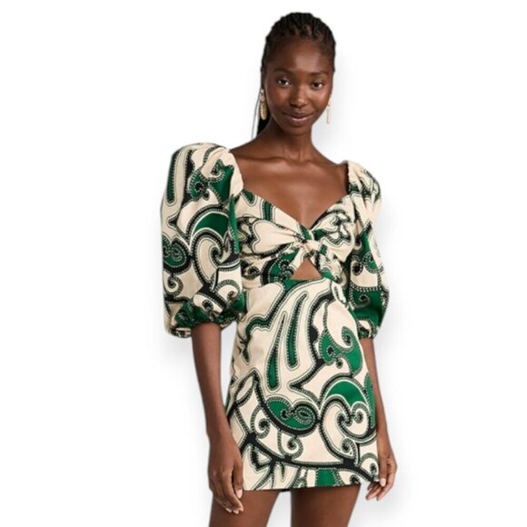 Revolve Alexis Iana Printed Puff Sleeve Dress Dress in Maldive Green size S NWT - Picture 4 of 15